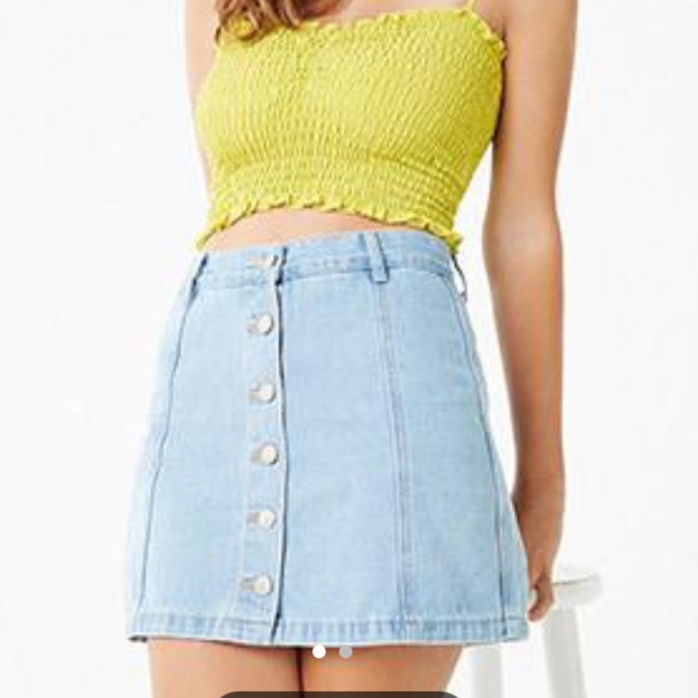 Button up denim skirt